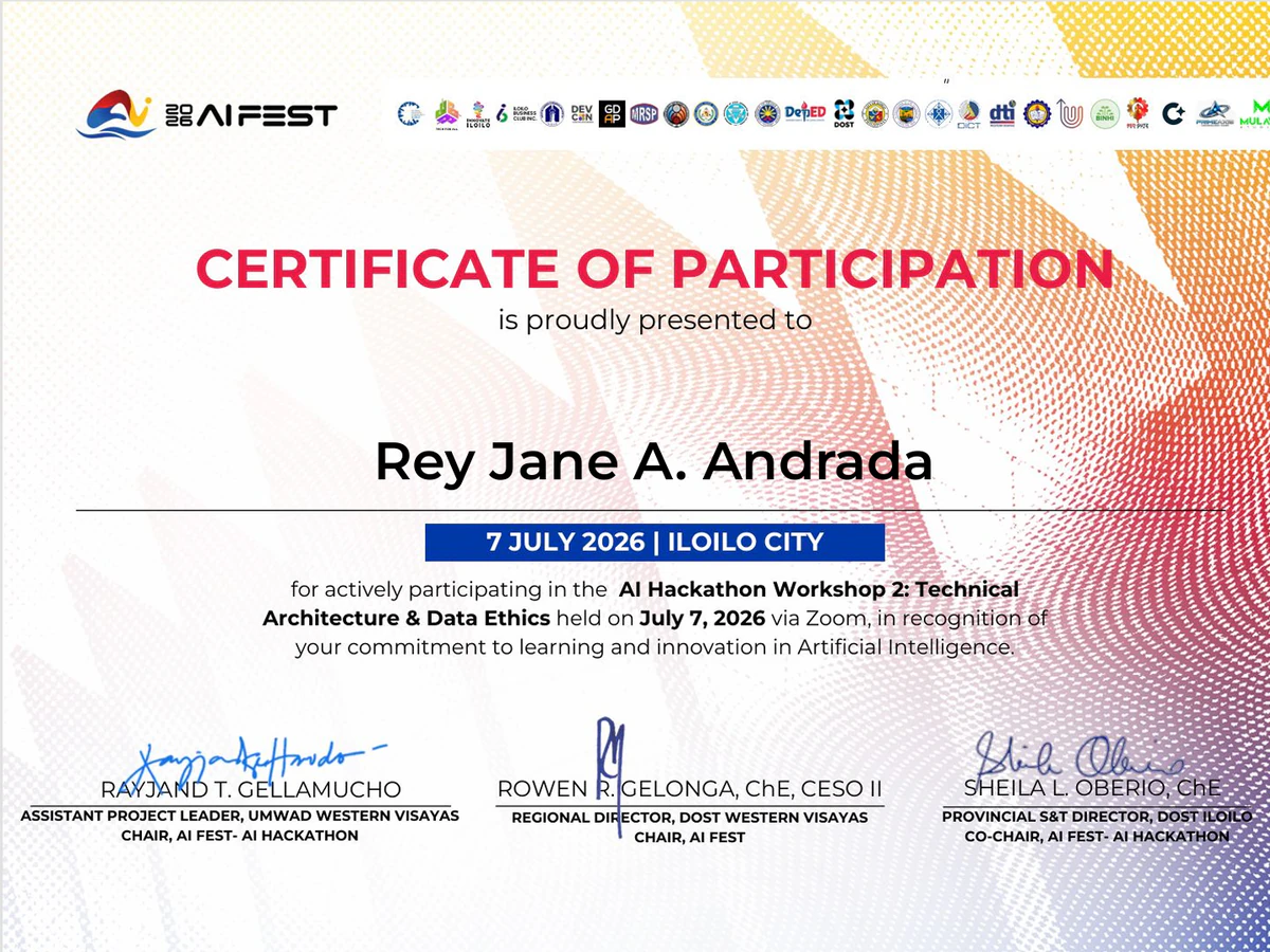 AI Workshop: Technical Architecture & Data Ethics certificate